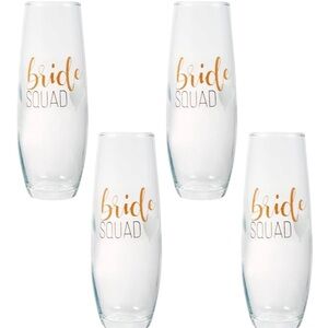 Bride Squad Fluke Glass in Gold & black with white heart